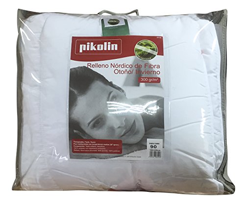 Pikolin Home - Edredón/Relleno nórdico de fibra antiácaros, otoño-invierno, 300gr/m², color blanco, 220x220cm-Cama 135/140 (Todas las medidas)