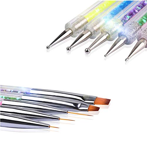 Pincel para arte de uñas Nail Art Arte Diseño Dotting Pen Cepillo uñas pinceles para decoración de uñas, Nail Art acrílico pintura UV GEL 3D Resplandecer Liner Nail Polish dibujo diseño cepillo