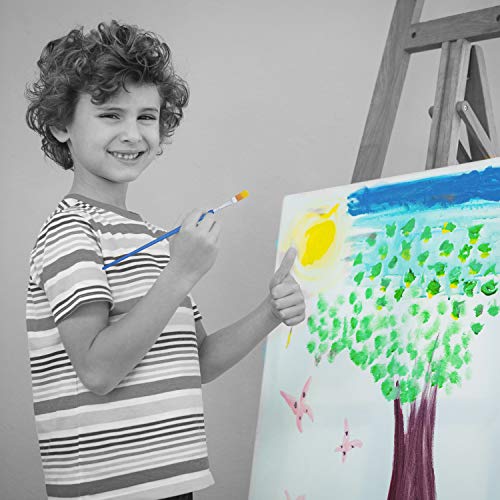 Pincel Plano Azul (Pack de 50) - Tamaño 17cm de Largo x 6mm de Ancho con Cerdas Naranja Sintéticas - Pinceles Pintura para Sombras, Mezclar, Brocha en Seco, Pinceles Oleo, Acrílica, Acuarela