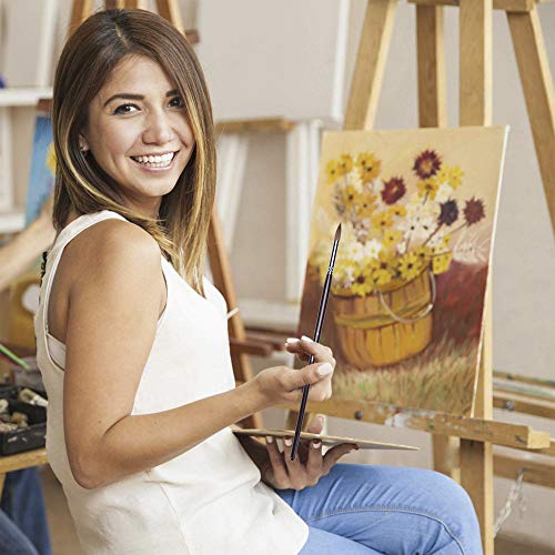 pinceles de acuarela de comadreja de sable rojo - 6 piezas punta redonda punta artista pincel profesional para pintura de acuarela largo brich mango de madera