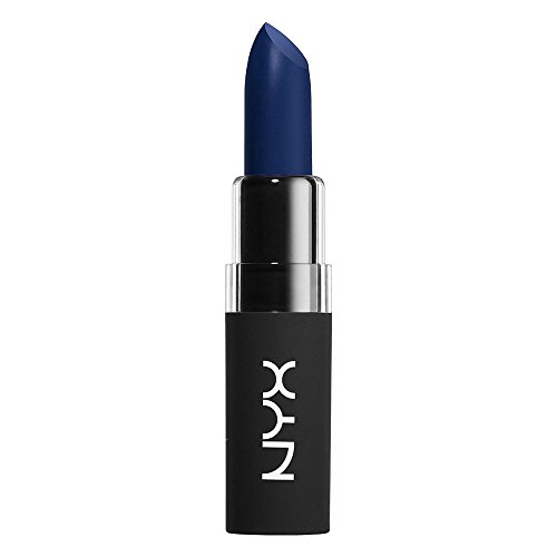 Pintalabios Nyx Velvet Matte de color azul medianoche mate aterciopelado, código 04 Midnight de Glitz.