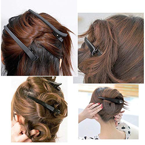 Pinza Peluqueria, Anself 12pcs/Set Pinzas de Cabello de Plástico Accesorios para Cuidado de Pelo Utensilios de Peluquería de Salón negro