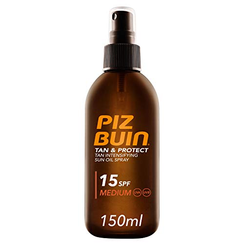 Piz Buin, Tan & Protect, Aceite en Spray Acelerador del Bronceado SPF 15 Protección Media, 150 ml