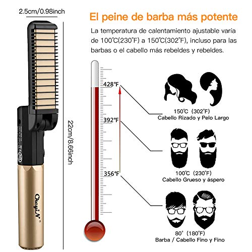 Plancha De Pelo De Barba Premium Para Hombre: Un Peine De Pelo Liso De Barba De Iones De Última Generación Para El Hogar y Los Viajes, Cargador Portátil Usb, Plegable y Fácil De Transportar