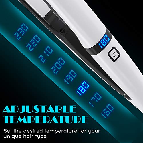 Plancha de Pelo Profesional, Plancha de Pelo Liso y Rizado El Rango de Temperatura de la Plancha de Pelo PTC es de 160 ℃ a 230 ℃ de Alto Rendimiento Adecuado para Cabello Largo/Corto/Liso/Rizado