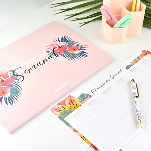 Planificador Semanal Perpetuo Tropical - 32 x 23 cm - Takenote Agendas (verde)