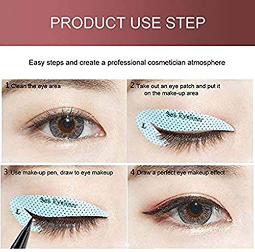 Plantillas para delineador de ojos, plantillas para aplicar sombra de ojos ahumada para todos, desde principiantes hasta profesionales, plantilla de guía de maquillaje rápida (64 pares)