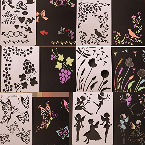 Plantillas para organizador,DANCEPANDAS 10 piezas Bullet Diario Stencil Set Plástico Planificador Plantillas para diario/cuaderno/Scrapbook/arte manualidades DIY(26 x 18cm)