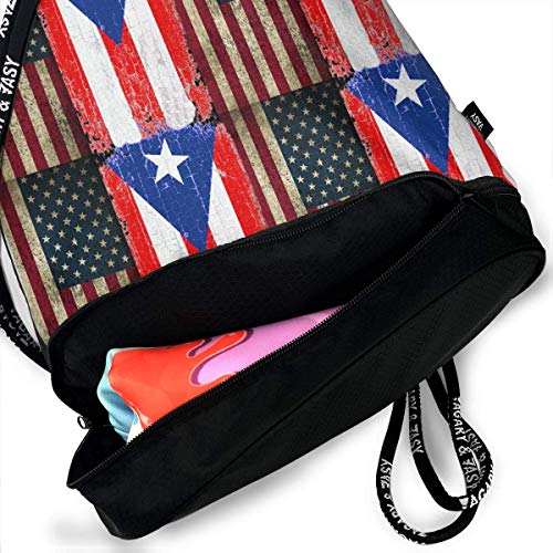 PmseK Mochila con Cordón,Bolsas de Gimnasia, USA Puerto Rico Flag Multifunctional Bundle Backpack Shoulder Bag For Men and Women