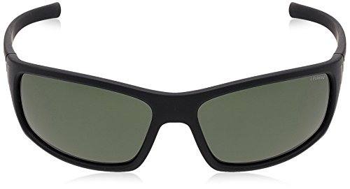 Polaroid P8411S - Gafas de sol rectangulares  para hombre, 63 mm, Negro / Verde Polarizado