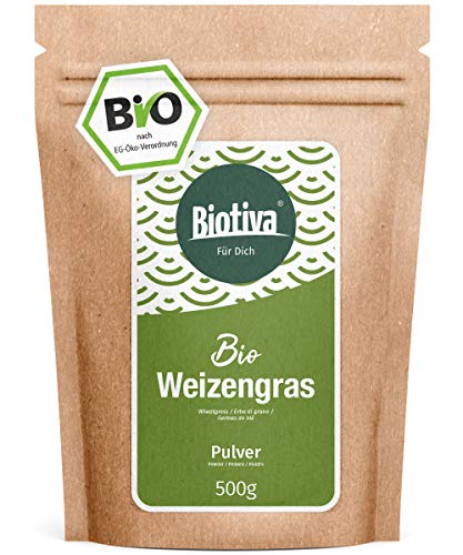 Polvo de hierba de trigo orgánica 500 g - polvo de hierba de trigo - polvo fresco de hierba de trigo fina - llenado y verificado en Alemania (DE-ÖKO-005)