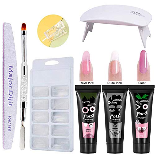 poly gel nails kit,Anself Poly Gel 3 colores de manicura de secado rápido Lámpara de uñas UV Moldes de uñas Kit de extensión de uñas