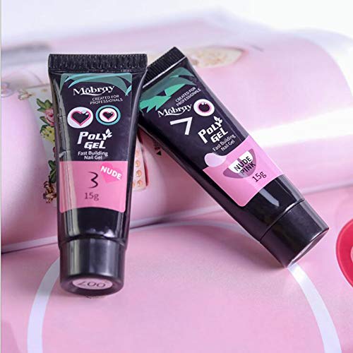 Polygel nail kit,Anself 6PCS 15ML Gel de uñas de secado rápido + 100Pcs Nail Art Tips Mold + 1PC Therapy Pen + 1PC Nail Cuticle Pusher + 1PC Transparent Clip, UV Gel Builder Set