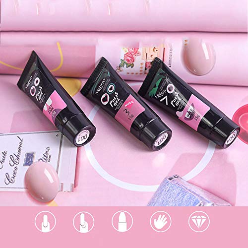 Polygel nail kit,Anself 6PCS 15ML Gel de uñas de secado rápido + 100Pcs Nail Art Tips Mold + 1PC Therapy Pen + 1PC Nail Cuticle Pusher + 1PC Transparent Clip, UV Gel Builder Set