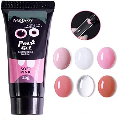 Polygel nail kit,Anself 6PCS 15ML Gel de uñas de secado rápido + 100Pcs Nail Art Tips Mold + 1PC Therapy Pen + 1PC Nail Cuticle Pusher + 1PC Transparent Clip, UV Gel Builder Set