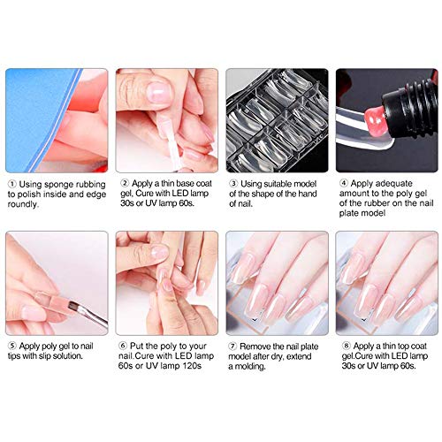 Polygel nail kit,Anself - Alargador de uñas de gel + 48 piezas Consejos para la construcción de moldes rápidos Set para la preparación de gel