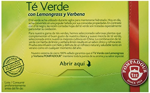 Pompadour Té Verde con Lemongrass y Verbena - 20 bolsitas
