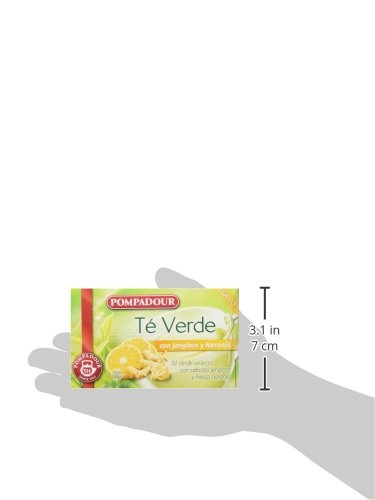 Pompadour Té Verde Jengibre y Naranja - Pack de 5 (Total: 100 bolsitas)