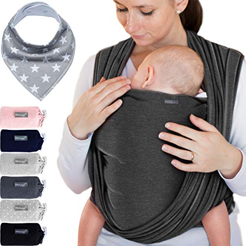 Portabebés gris odscuro - para recién nacidos y bebés hasta 15 kg - hecho de algodón 100%
