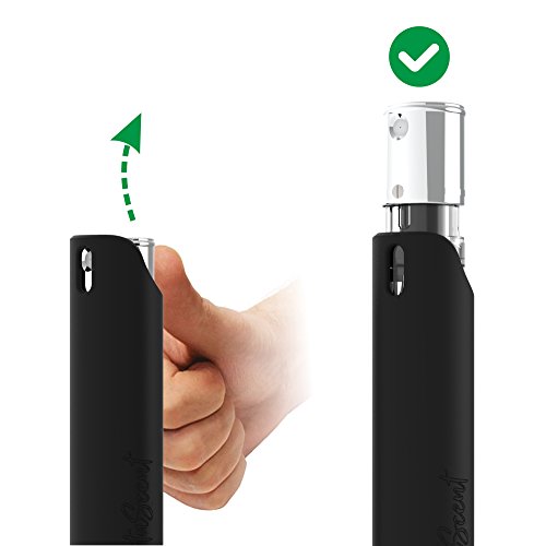 PortaScent Easy Refill - Pulverizador de perfume de viaje con cerradura a prueba de fugas, color negro