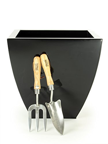 Portofino Collection - Maceta Cuadrada de basalto (40 cm), Color Negro