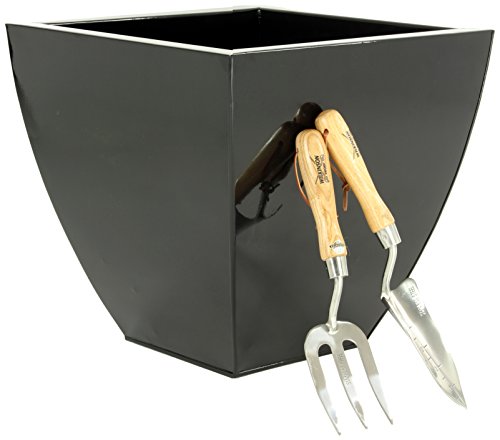 Portofino Collection - Maceta Cuadrada de basalto (40 cm), Color Negro