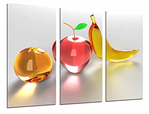 Poster Fotográfico Composicion Frutas Platano, Manzana, Naranja de Cristal Tamaño total: 97 x 62 cm XXL