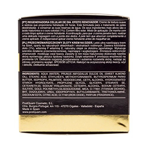 Postquam - Crema Día Luxury Gold | Crema Hidratante con Acido Hialuronico y Oro Coloidal - 50 ML