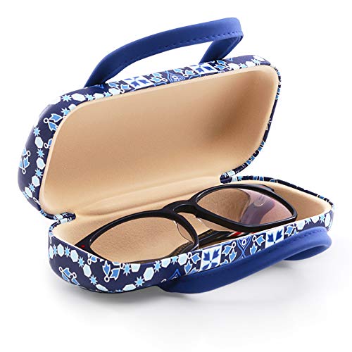 PracticDomus - Funda Rígida Universal para Gafas con Sistema de Cierre Flex y Asas Flexibles, Interior Forrado en Símil de Terciopelo. Colección Arabesque