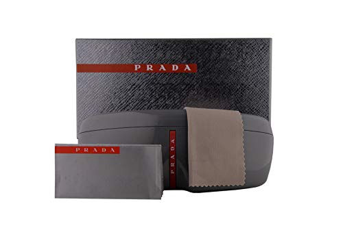 Prada SPS 56US Gafas de Sol Goma Negras con Lentes de Espejos Grises Verdes Amarillos 66mm 4514J2 PS 56US PS56US SPS56U