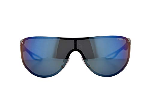 Prada SPS 61US Gafas de Sol Goma Plateado con Lentes Espejo Azul Oscuro 40mm 9P19P1 PS 61US PS61US SPS61U