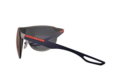 Prada SPS 61US Gafas de Sol Goma Plateado con Lentes Espejo Azul Oscuro 40mm 9P19P1 PS 61US PS61US SPS61U