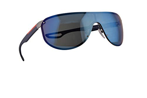 Prada SPS 61US Gafas de Sol Goma Plateado con Lentes Espejo Azul Oscuro 40mm 9P19P1 PS 61US PS61US SPS61U