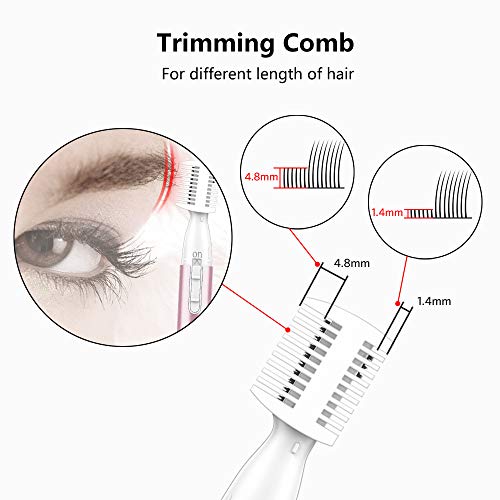 Precisión Recortadora Cejas Eléctrica para Mujer, Sin Dolor Afeitadora de Vello Facial, Mejorado Removedor de Pelo, Eyebrow Trimmer Razor Eléctrico Cortadora de Cejas para Barbilla Cuello Labio