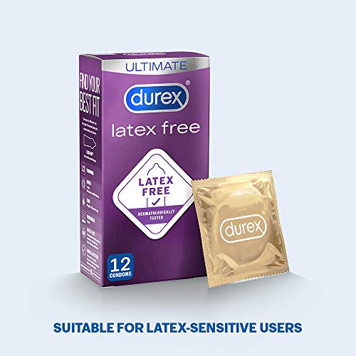Preservativos sin látex Durex, paquete de 12 (embalaje puede variar)