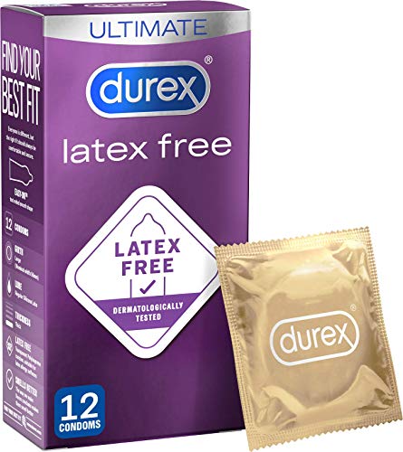 Preservativos sin látex Durex, paquete de 12 (embalaje puede variar)