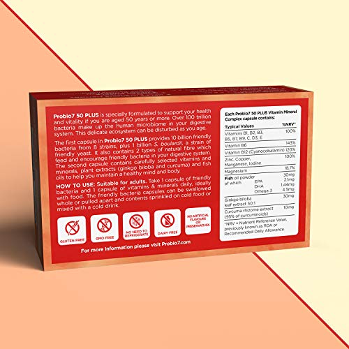 Probio7 50 Plus | 9 cepas vivas de bacterias + complejo mineral de vitaminas | Formulado para los mayores de 50 años