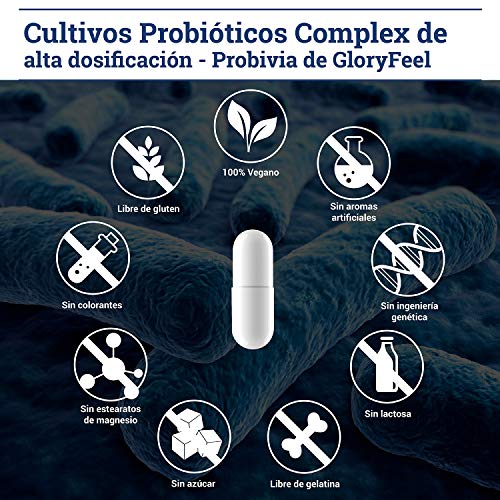 Probióticos Complex - 18 cepas bacterianas - 200 cápsulas con revestimiento entérico - Probióticos y prebióticos para la flora intestinal - Inulina + Lactobacillus gasseri