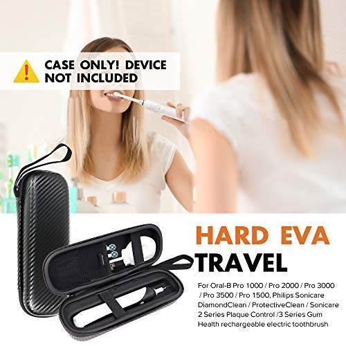 ProCase Estuche Universal EVA de Viaje para Cepillo Diente Eléctrico, Caja Dura para Cepillo Dental Rotación Ultrasónico para Pro 2 2500/Vitality/DiamondClean/HealthyWhite -Negro