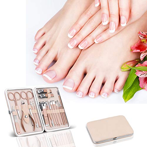 Profesional Set de Manicura y Pedicura NASUM, Cortauñas Profesional, Tijeras de uñas, Profesionales Manicura Kit, para Manicura y Pedicura, Limpieza de cutículas (18 Piezas)