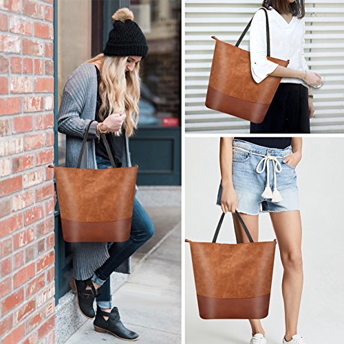 Proking Mujer Bolso de Mano Grande Bolso de Hombro Bolso Tote Bag Bolsos Shopper Bolso de cuero de la PU Gran capacidad Bolsos de Mujer