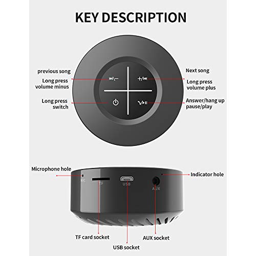 Prom-note Mini Altavoz Portátil Bluetooth, con Bass Y 5W Sonido HD, 2 H Tiempo De Juego, Soporte De Sonido AUX Y La Tarjeta del TF,Negro