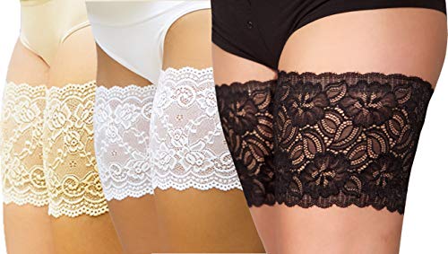 Protector de muslo !!! 3 pares !!! L= 60-78 Blanco, negro nudista 17 cm de ancho conjunto de vendaje del muslo, bandas del muslo, sin llagas manchas más elásticas no se desliza, bandas de silicona L