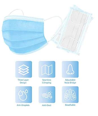 Protector facial de 3 capas con cubierta elástica para el asa del oído Anti-polvo de cara completa (100 PCS)