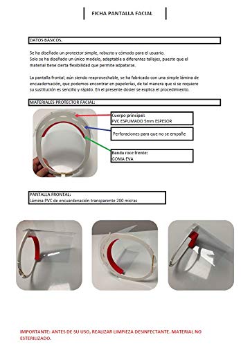 Protector facial de seguridad - Protección de la cara completa - Protección máscara facial visera