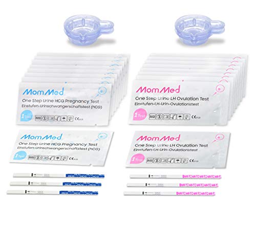Prueba de ovulación HCG15-LH40-15 x Tiras de prueba de embarazo y 40 tiras de prueba de ovulación con 55 vasos de orina Prueba de embarazo temprana confiable y rápida