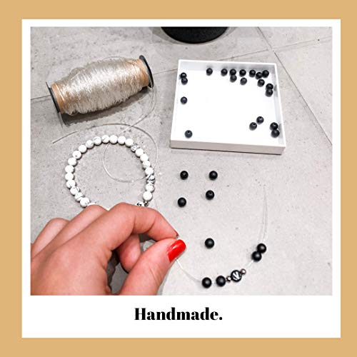 Pulsera con nombre de perlas de ónix de con letras de la A a la Z, pulsera de la amistad para Navidad de plata real, Buchstabe S, 16 - 20 cm