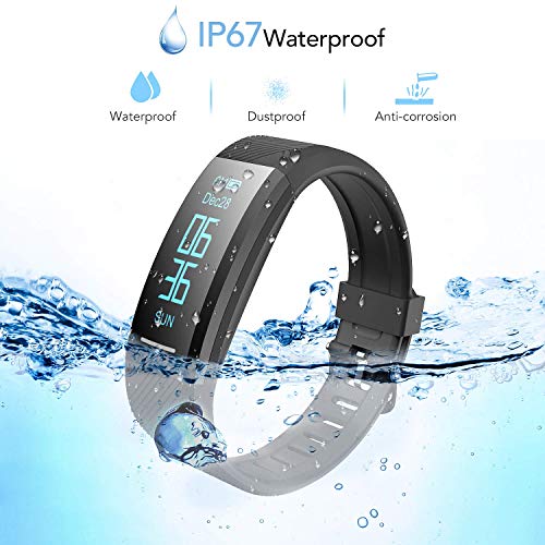 Pulsera de Actividad Inteligente Impermeable IP67, AGPTEK Reloj Deportivo con GPS Podómetro, Monitor de Ritmo, Calorías, Sueño Notificación etc para Hombre Mujer Niños, Negro C11