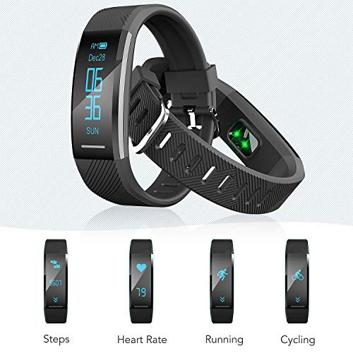 Pulsera de Actividad Inteligente Impermeable IP67, AGPTEK Reloj Deportivo con GPS Podómetro, Monitor de Ritmo, Calorías, Sueño Notificación etc para Hombre Mujer Niños, Negro C11