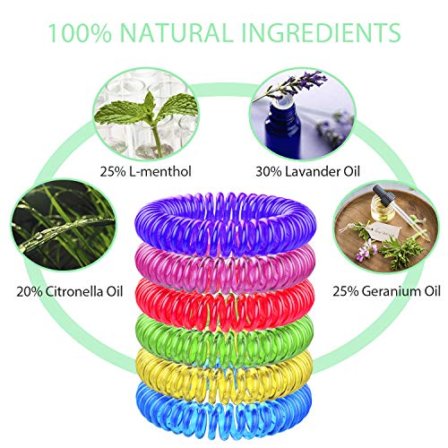 Pulseras Repelentes de Mosquitos 12 Piezas, Entligent Pulsera Antimosquitos Natural sin DEET No Tóxica con Aceite Esencial a Citronela y Menta Protección de Hasta 250H Impermeable para Niños y Adultos